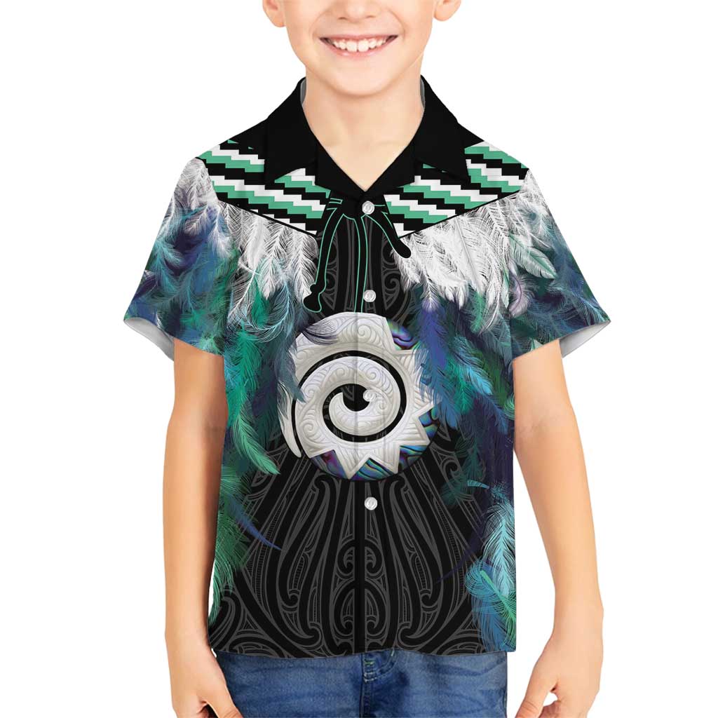 Aotearoa Korowai Motif Family Matching Off Shoulder Maxi Dress and Hawaiian Shirt Maori Koru Poutama