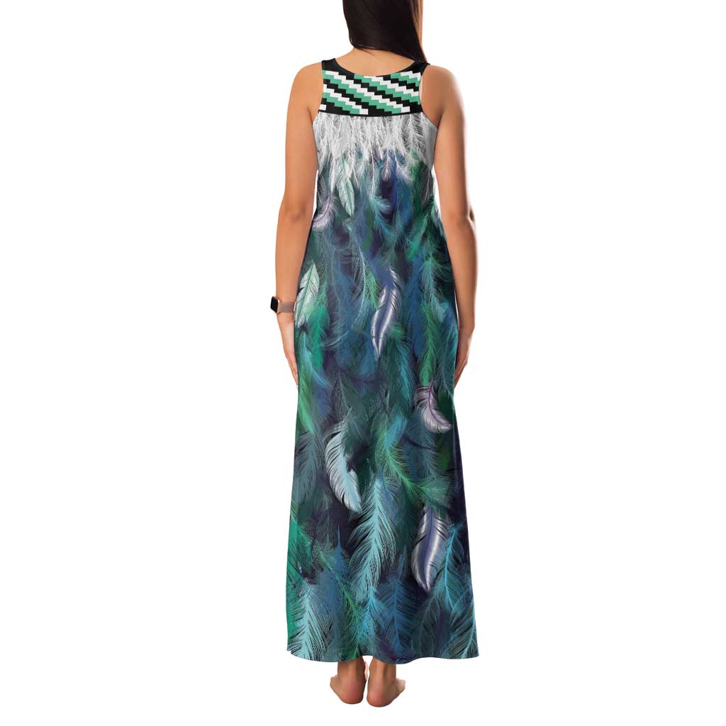 Aotearoa Korowai Motif Family Matching Tank Maxi Dress and Hawaiian Shirt Maori Koru Poutama