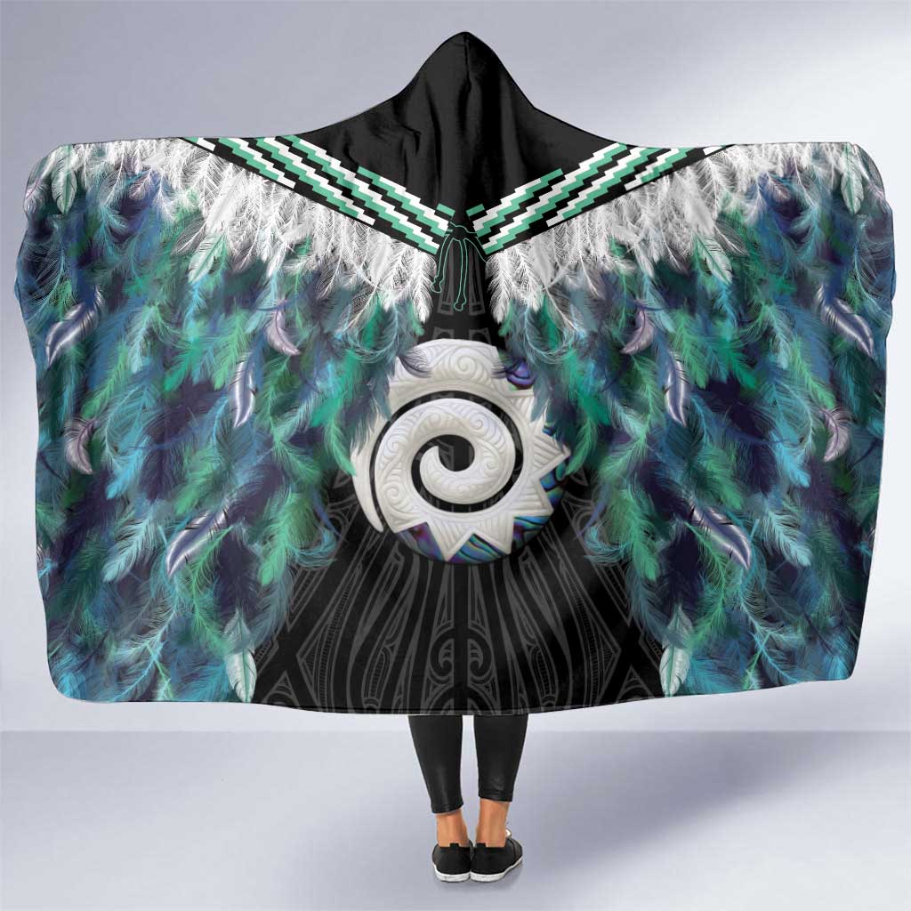 Aotearoa Korowai Motif Hooded Blanket Maori Koru Poutama LT14 One Size Turquoise - Polynesian Pride
