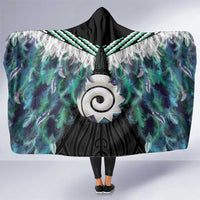 Aotearoa Korowai Motif Hooded Blanket Maori Koru Poutama LT14 One Size Turquoise - Polynesian Pride