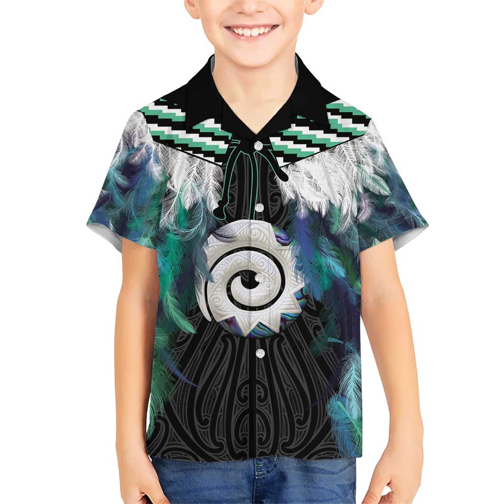 Aotearoa Korowai Motif Kid Hawaiian Shirt Maori Koru Poutama LT14 Kid Turquoise - Polynesian Pride