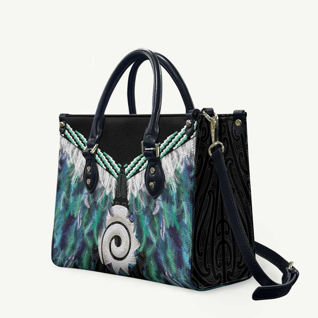 Aotearoa Korowai Motif Leather Bag Maori Koru Poutama - Polynesian Pride
