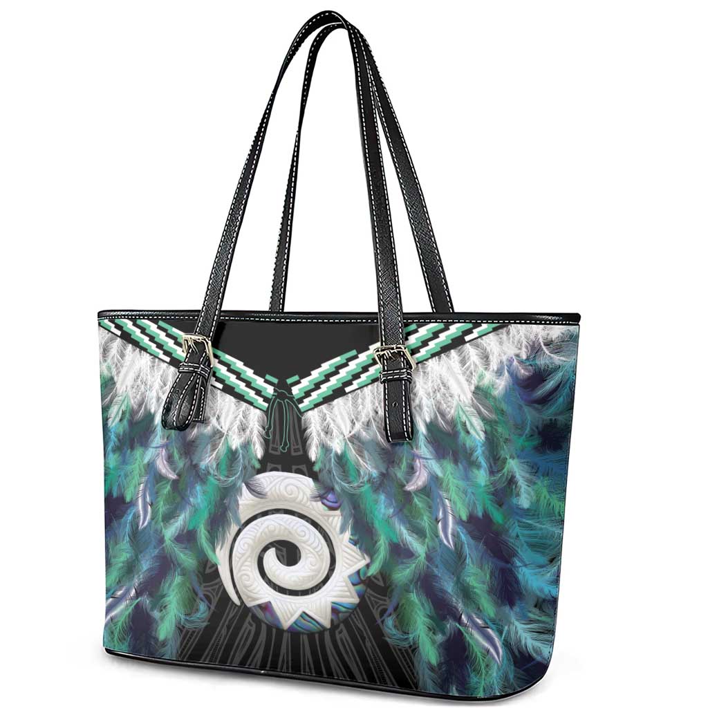Aotearoa Korowai Motif Leather Tote Bag Maori Koru Poutama