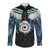Aotearoa Korowai Motif Long Sleeve Button Shirt Maori Koru Poutama