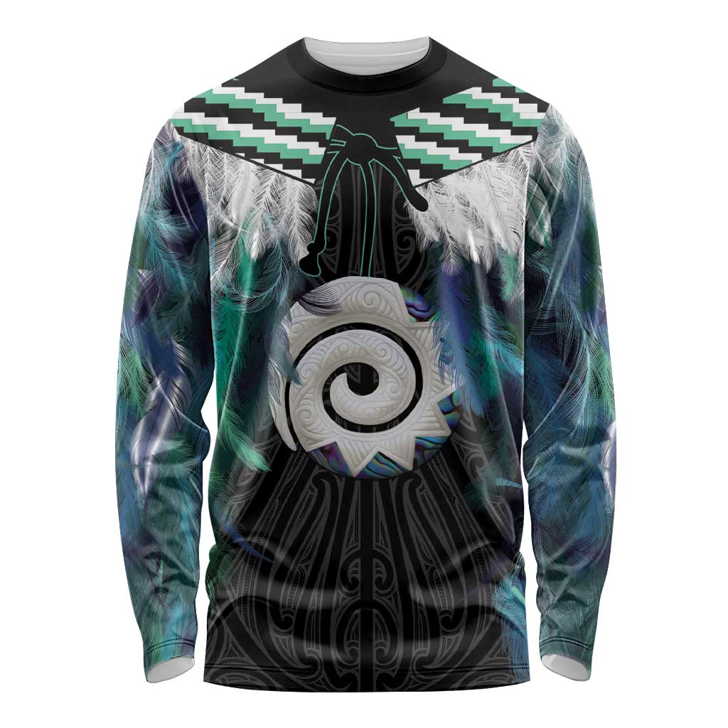 Aotearoa Korowai Motif Long Sleeve Shirt Maori Koru Poutama