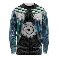 Aotearoa Korowai Motif Long Sleeve Shirt Maori Koru Poutama