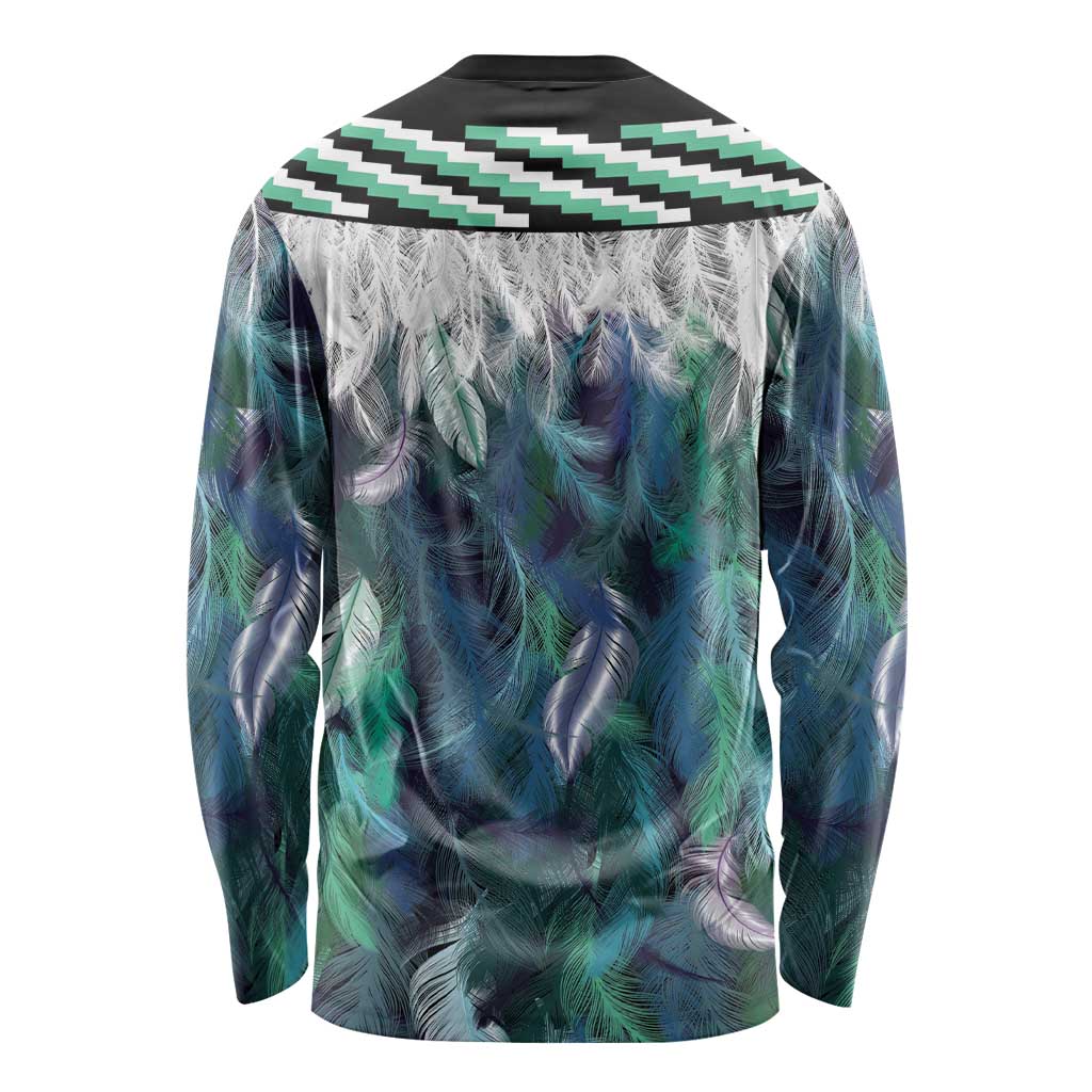 Aotearoa Korowai Motif Long Sleeve Shirt Maori Koru Poutama