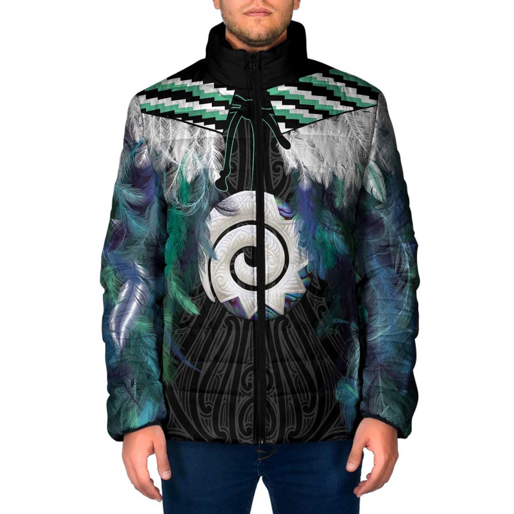 Aotearoa Korowai Motif Padded Jacket Maori Koru Poutama - Polynesian Pride