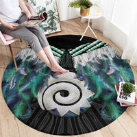 Aotearoa Korowai Motif Round Carpet Maori Koru Poutama