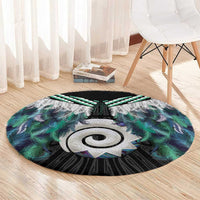 Aotearoa Korowai Motif Round Carpet Maori Koru Poutama