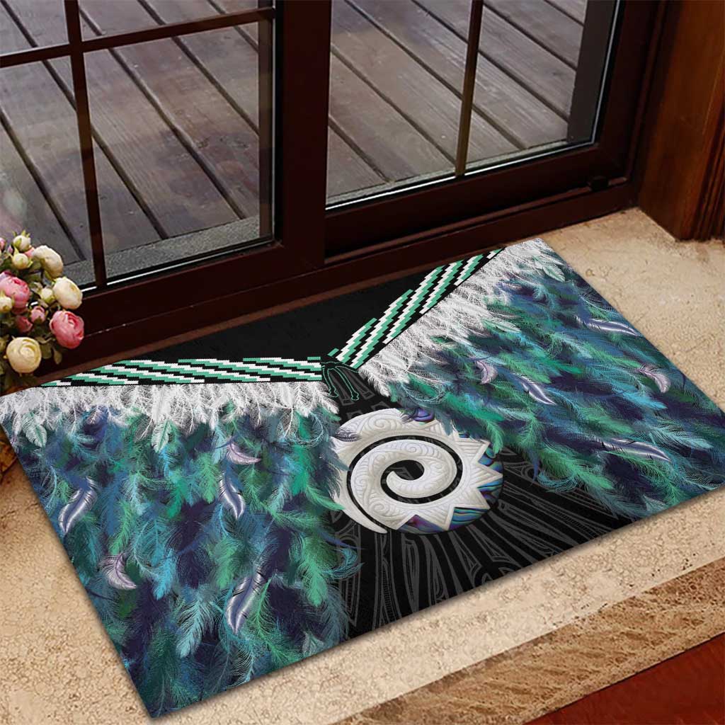 Aotearoa Korowai Motif Rubber Doormat Maori Koru Poutama LT14 - Polynesian Pride