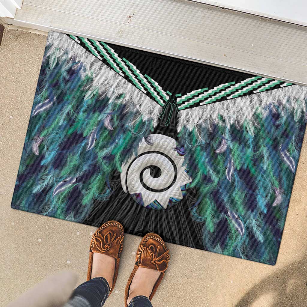 Aotearoa Korowai Motif Rubber Doormat Maori Koru Poutama LT14 - Polynesian Pride