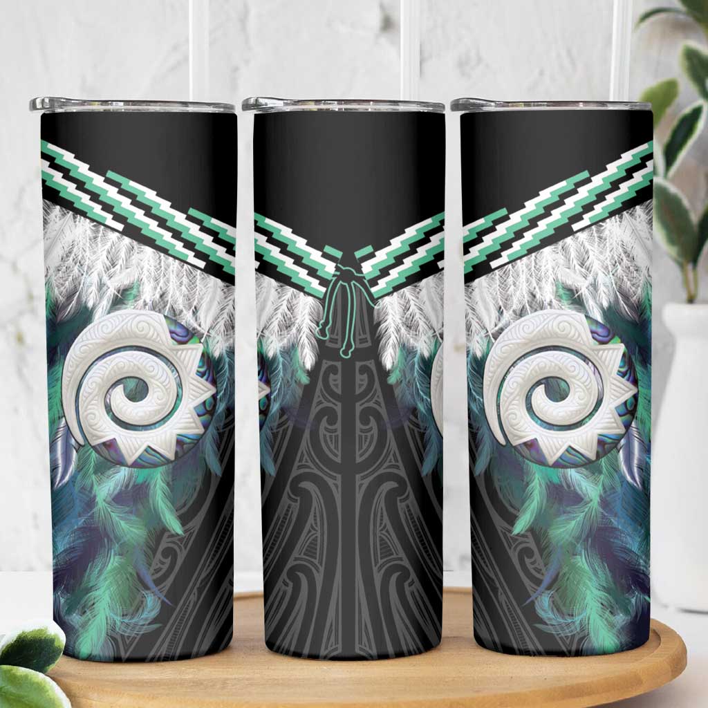 Aotearoa Korowai Motif Skinny Tumbler Maori Koru Poutama