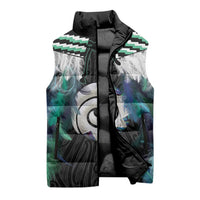 Aotearoa Korowai Motif Sleeveless Puffer Jacket Maori Koru Poutama - Polynesian Pride