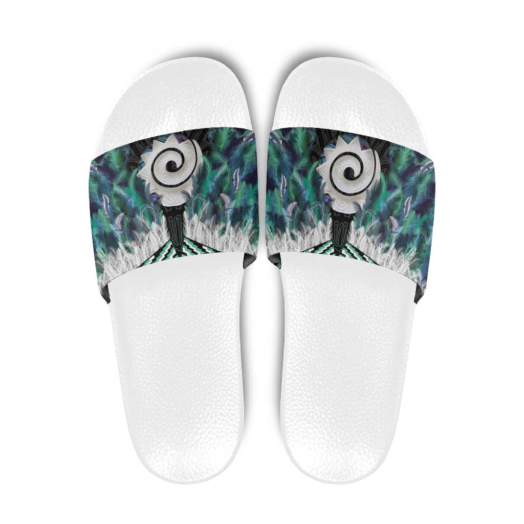 Aotearoa Korowai Motif Slide Sandals Maori Koru Poutama - Polynesian Pride