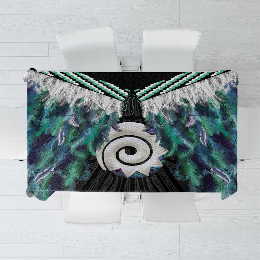 Aotearoa Korowai Motif Tablecloth Maori Koru Poutama LT14 Turquoise - Polynesian Pride