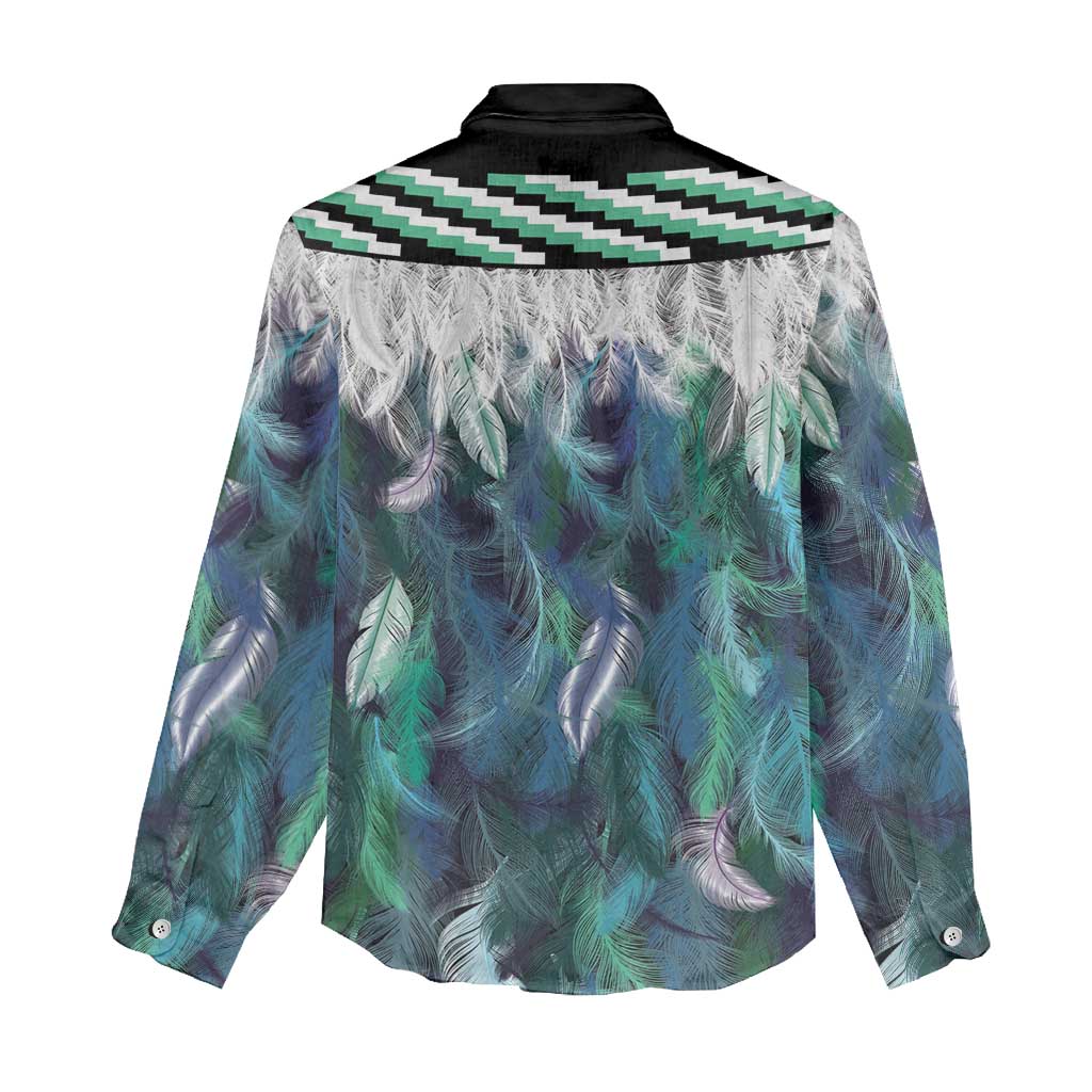 Aotearoa Korowai Motif Women Casual Shirt Maori Koru Poutama