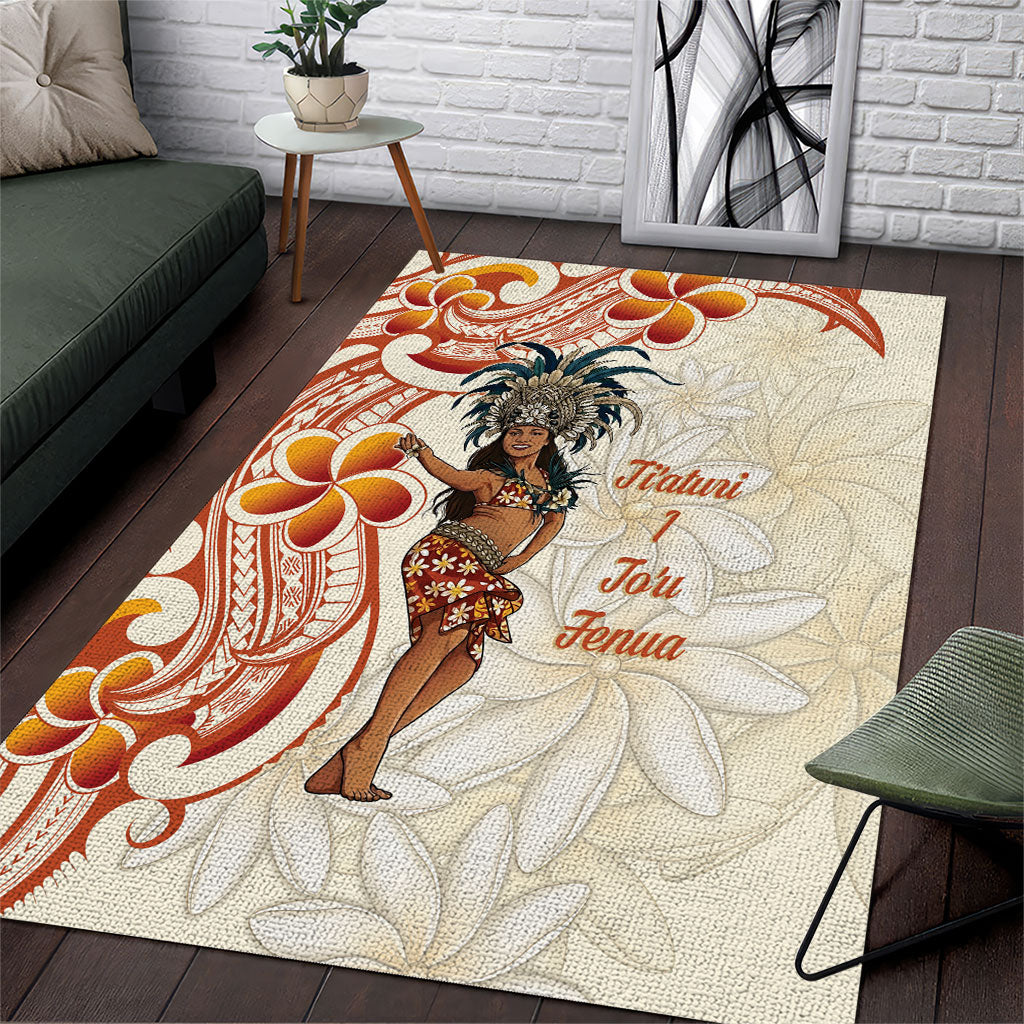 Heiva i Tahiti Area Rug Ori Tahitian Dance Tiare Maori LT14 Beige - Polynesian Pride
