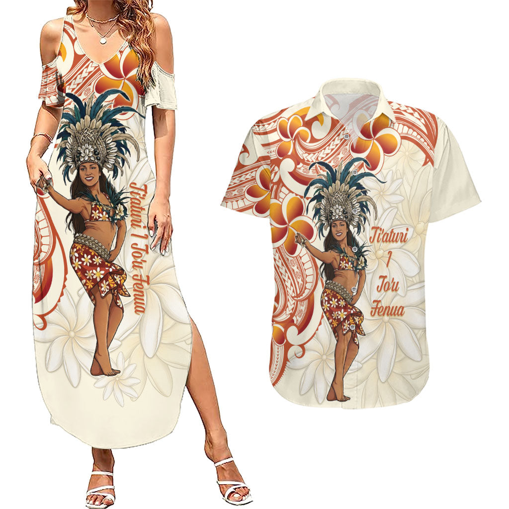 Heiva i Tahiti Couples Matching Summer Maxi Dress and Hawaiian Shirt Ori Tahitian Dance Tiare Maori