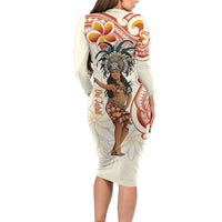 Heiva i Tahiti Family Matching Long Sleeve Bodycon Dress and Hawaiian Shirt Ori Tahitian Dance Tiare Maori