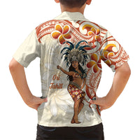 Heiva i Tahiti Family Matching Off The Shoulder Long Sleeve Dress and Hawaiian Shirt Ori Tahitian Dance Tiare Maori