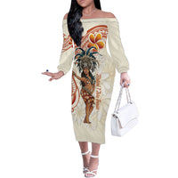 Heiva i Tahiti Family Matching Off The Shoulder Long Sleeve Dress and Hawaiian Shirt Ori Tahitian Dance Tiare Maori