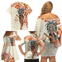 Heiva i Tahiti Family Matching Off Shoulder Short Dress and Hawaiian Shirt Ori Tahitian Dance Tiare Maori