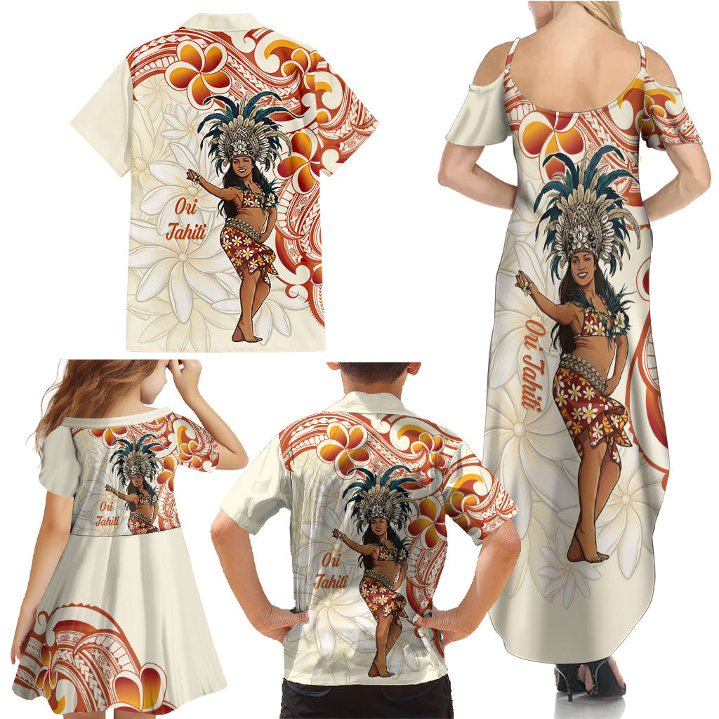 Heiva i Tahiti Family Matching Summer Maxi Dress and Hawaiian Shirt Ori Tahitian Dance Tiare Maori