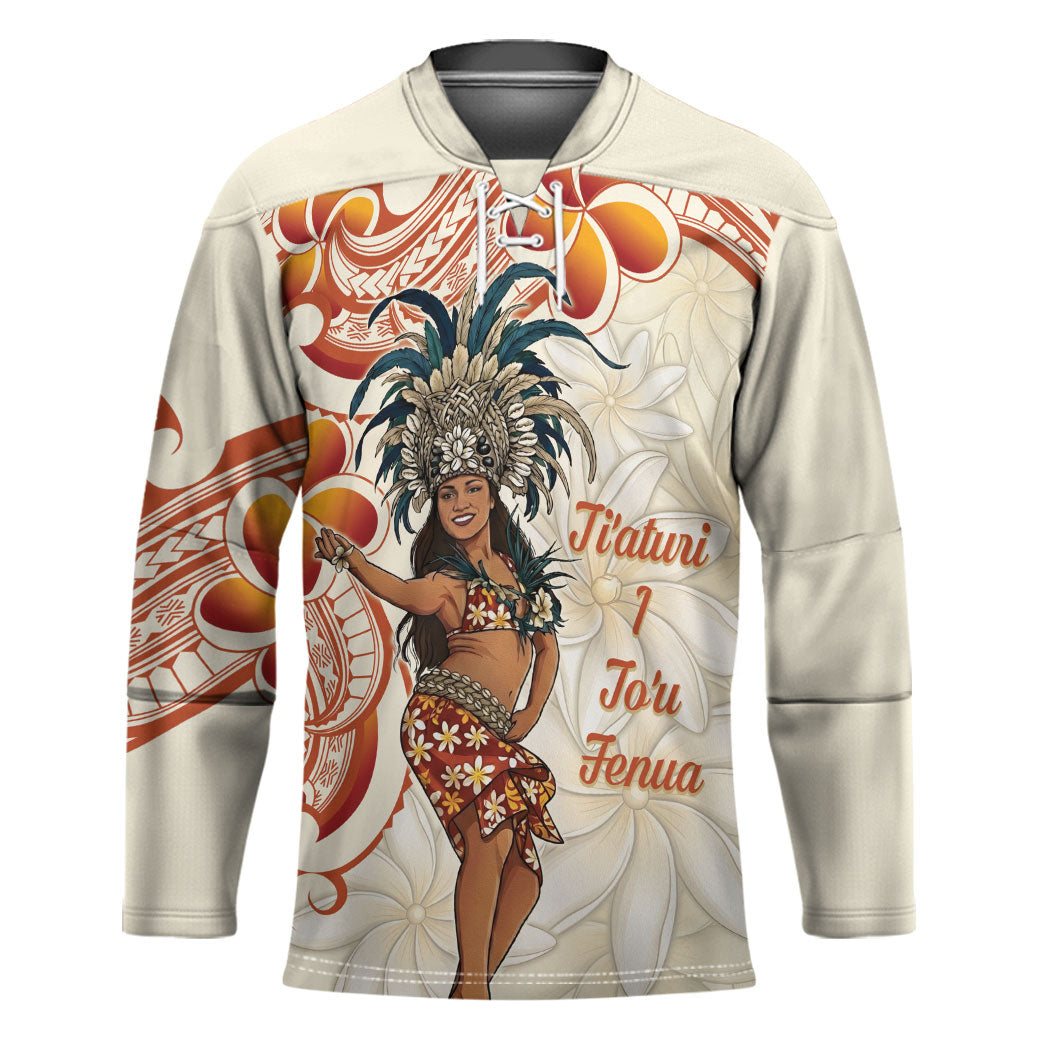 Heiva i Tahiti Hockey Jersey Ori Tahitian Dance Tiare Maori LT14 Unisex Beige - Polynesian Pride