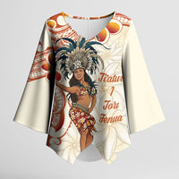 Heiva i Tahiti Kimono Sleeve Blouse Ori Tahitian Dance Tiare Maori LT14 Female Beige - Polynesian Pride