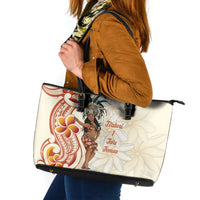 Heiva i Tahiti Leather Tote Bag Ori Tahitian Dance Tiare Maori LT14 Beige - Polynesian Pride