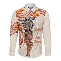 Heiva i Tahiti Long Sleeve Button Shirt Ori Tahitian Dance Tiare Maori LT14 Unisex Beige - Polynesian Pride
