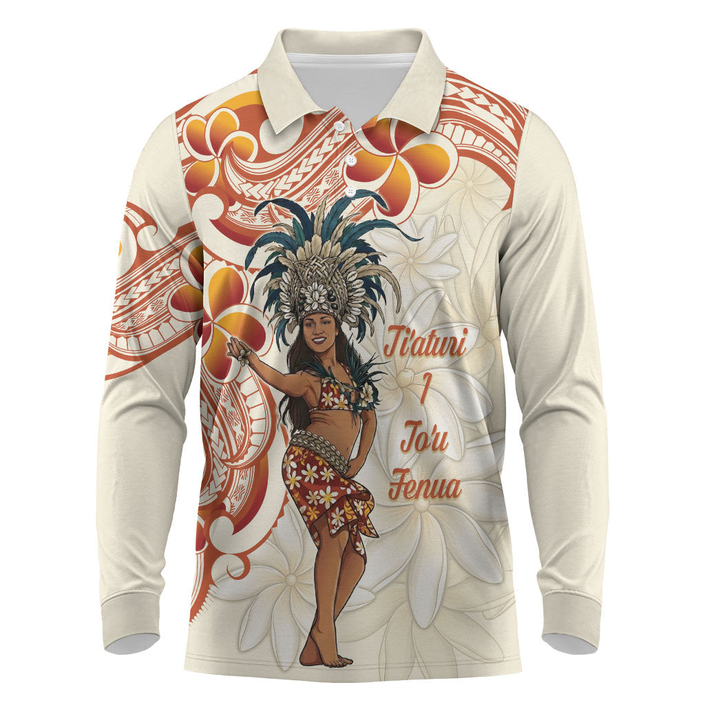 Heiva i Tahiti Long Sleeve Polo Shirt Ori Tahitian Dance Tiare Maori