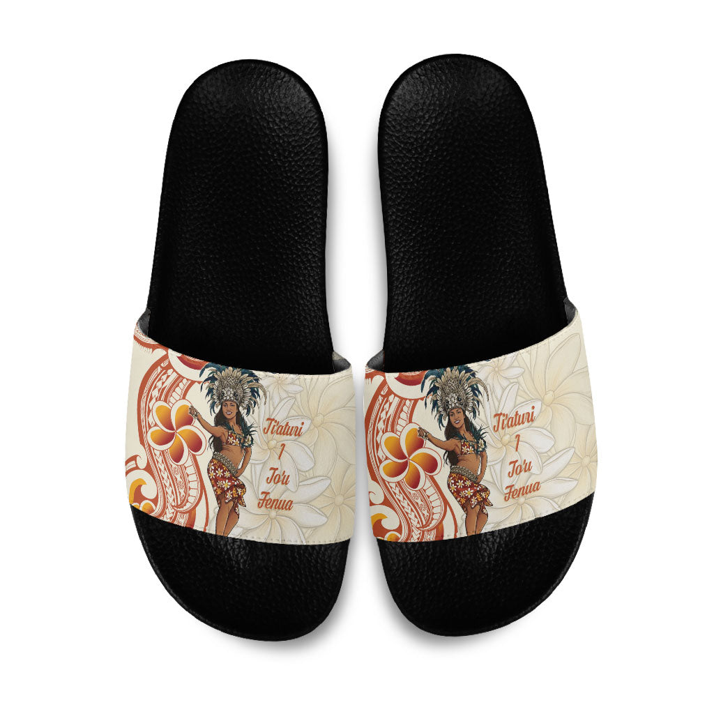 Heiva i Tahiti Slide Sandals Ori Tahitian Dance Tiare Maori LT14 Beige - Polynesian Pride