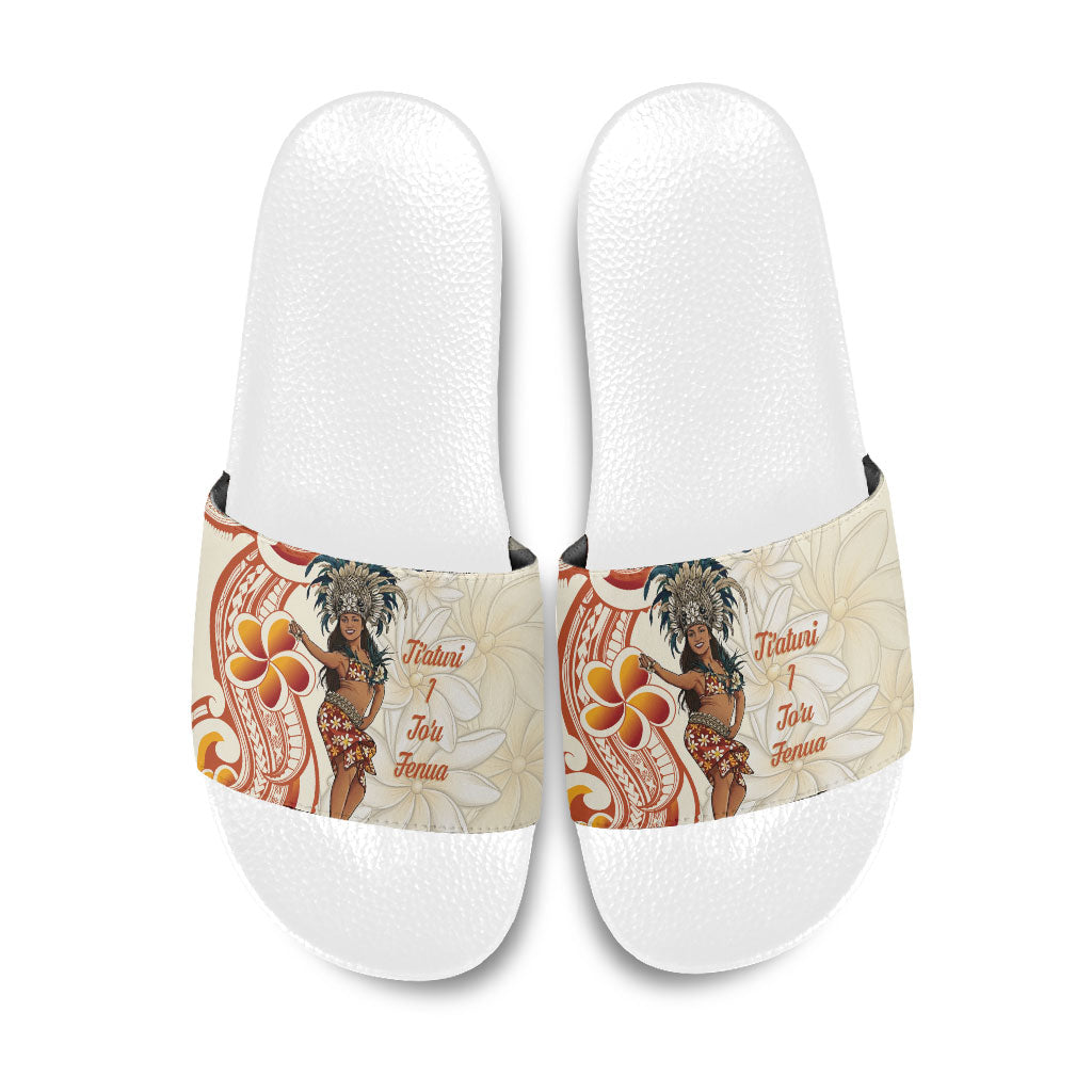 Heiva i Tahiti Slide Sandals Ori Tahitian Dance Tiare Maori LT14 Beige - Polynesian Pride