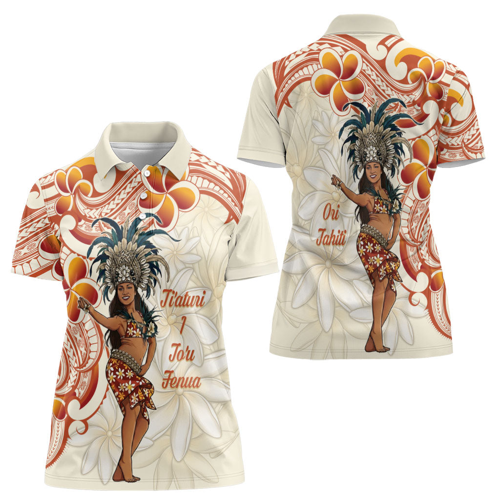 Heiva i Tahiti Women Polo Shirt Ori Tahitian Dance Tiare Maori