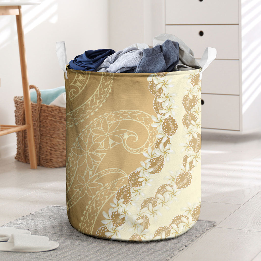 Heiva i Tahiti Laundry Basket Tahitian Tiare Maori Cowrie Lei Brown