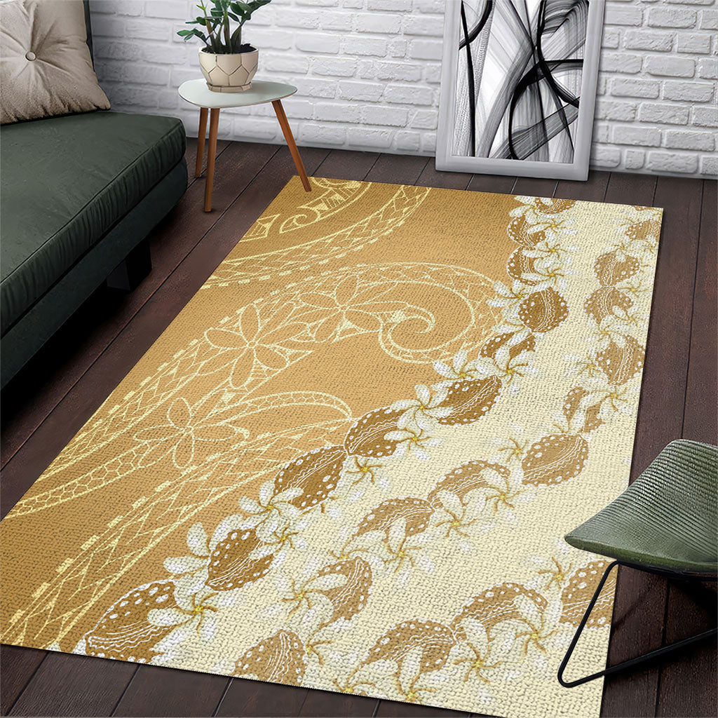 Heiva i Tahiti Area Rug Tahitian Tiare Maori Cowrie Lei Brown