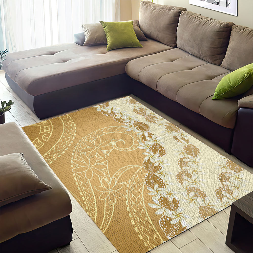 Heiva i Tahiti Area Rug Tahitian Tiare Maori Cowrie Lei Brown