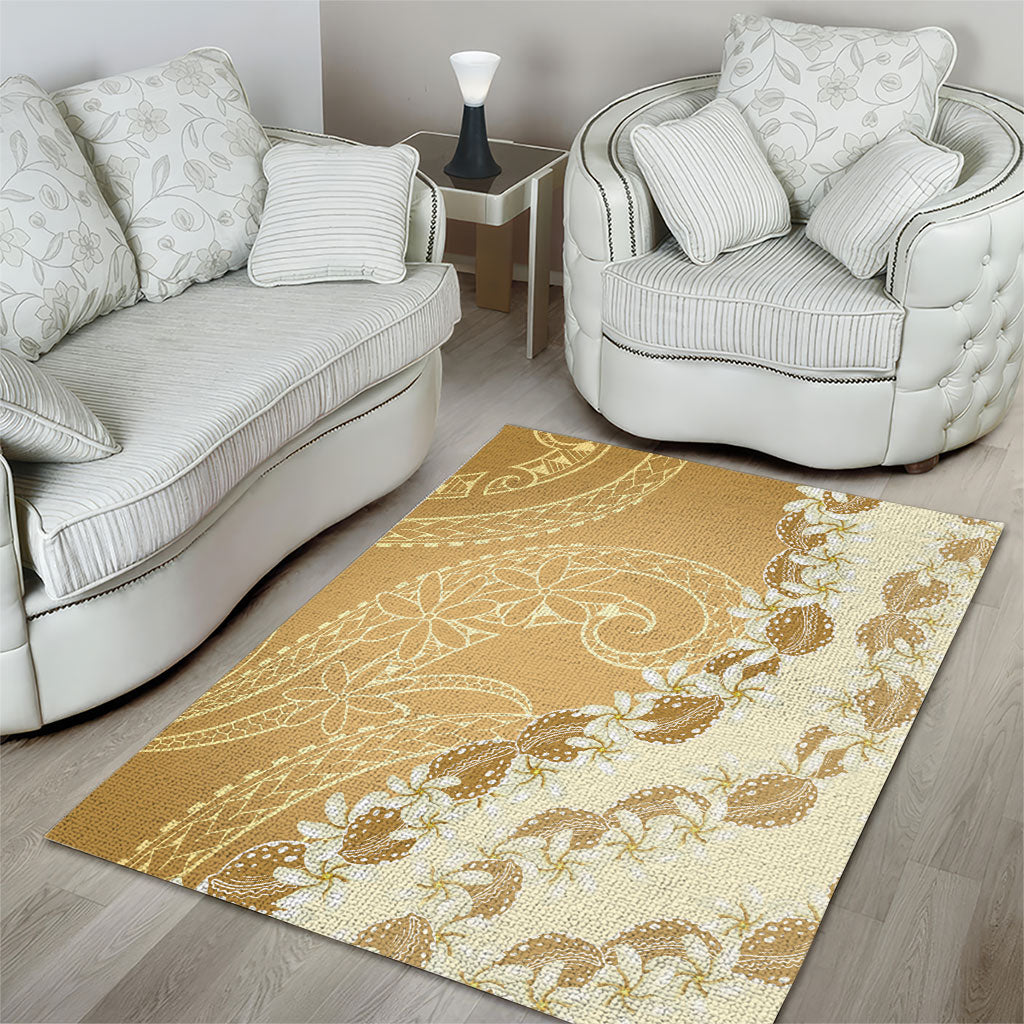 Heiva i Tahiti Area Rug Tahitian Tiare Maori Cowrie Lei Brown