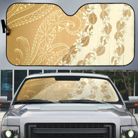 Heiva i Tahiti Auto Sun Shade Tahitian Tiare Maori Cowrie Lei Brown