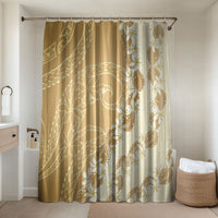Heiva i Tahiti Bathroom Set Tahitian Tiare Maori Cowrie Lei Brown LT14 Shower Curtain Only Brown - Polynesian Pride