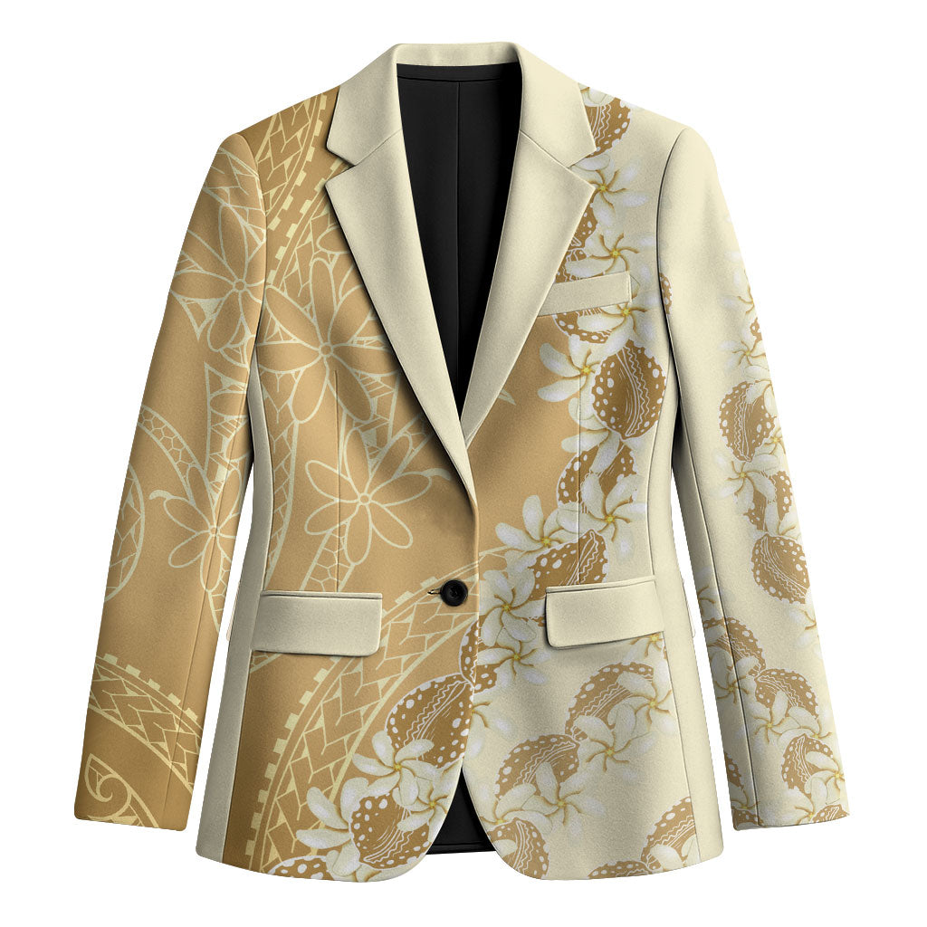 Heiva i Tahiti Blazer Tahitian Tiare Maori Cowrie Lei Brown