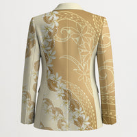 Heiva i Tahiti Blazer Tahitian Tiare Maori Cowrie Lei Brown