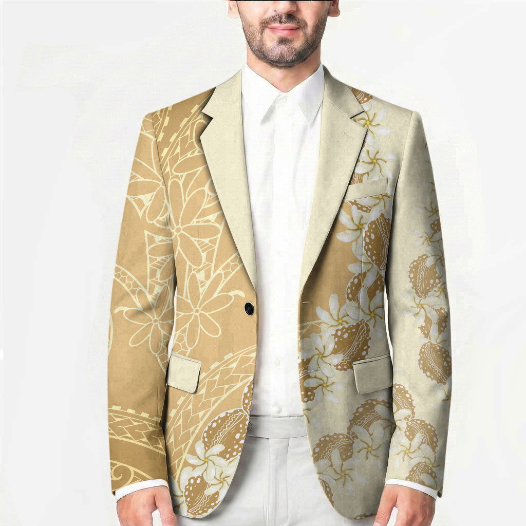 Heiva i Tahiti Blazer Tahitian Tiare Maori Cowrie Lei Brown