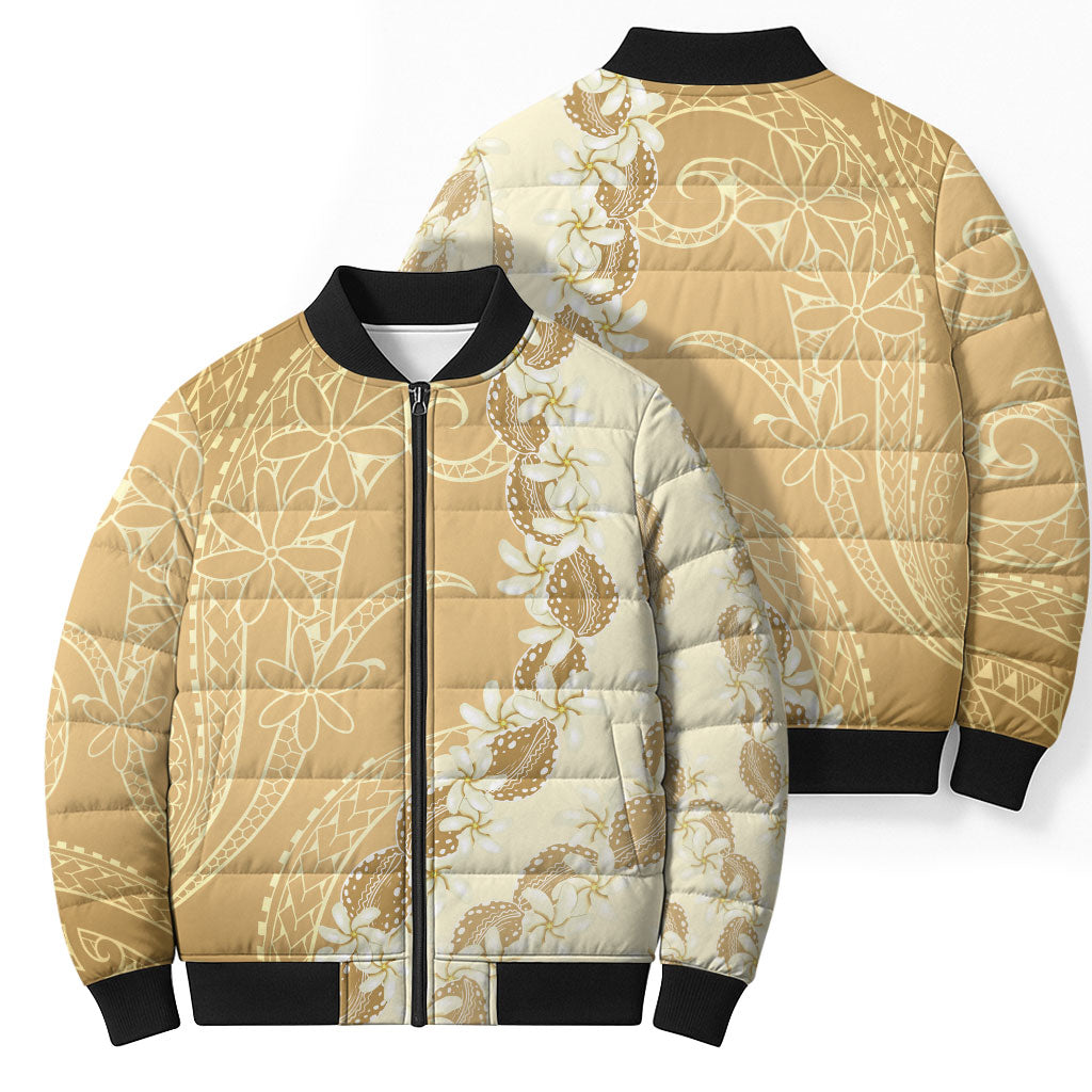 Heiva i Tahiti Bomber Puffer Jacket Tahitian Tiare Maori Cowrie Lei Brown LT14 - Polynesian Pride