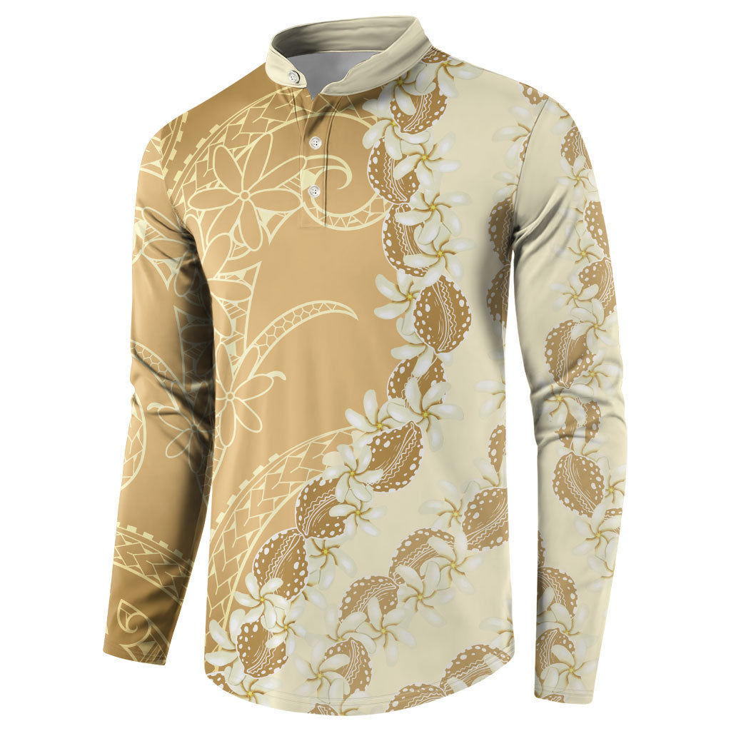 Heiva i Tahiti Button Sweatshirt Tahitian Tiare Maori Cowrie Lei Brown LT14 - Polynesian Pride