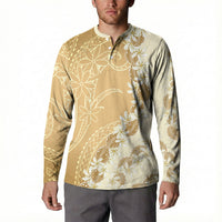 Heiva i Tahiti Button Sweatshirt Tahitian Tiare Maori Cowrie Lei Brown LT14 - Polynesian Pride