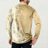 Heiva i Tahiti Button Sweatshirt Tahitian Tiare Maori Cowrie Lei Brown LT14 - Polynesian Pride