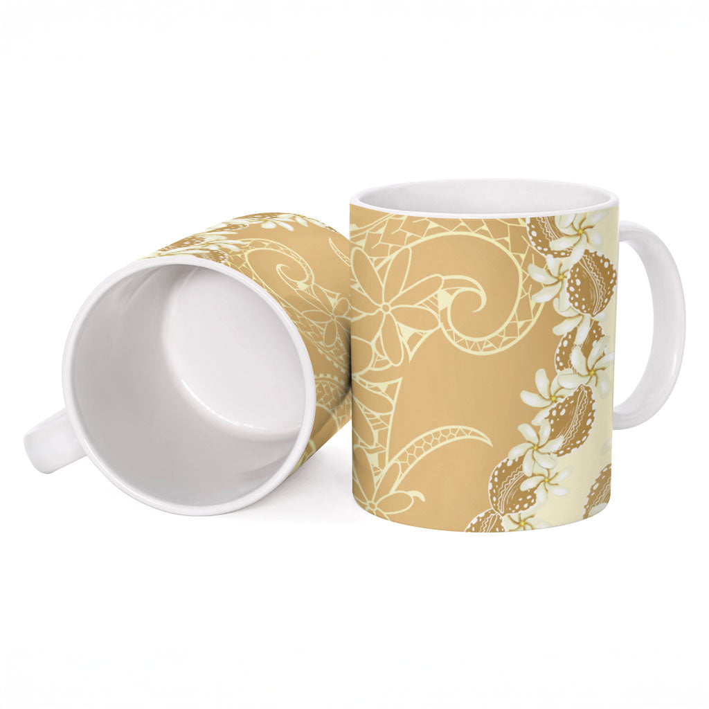Heiva i Tahiti Ceramic Mug Tahitian Tiare Maori Cowrie Lei Brown LT14 - Polynesian Pride